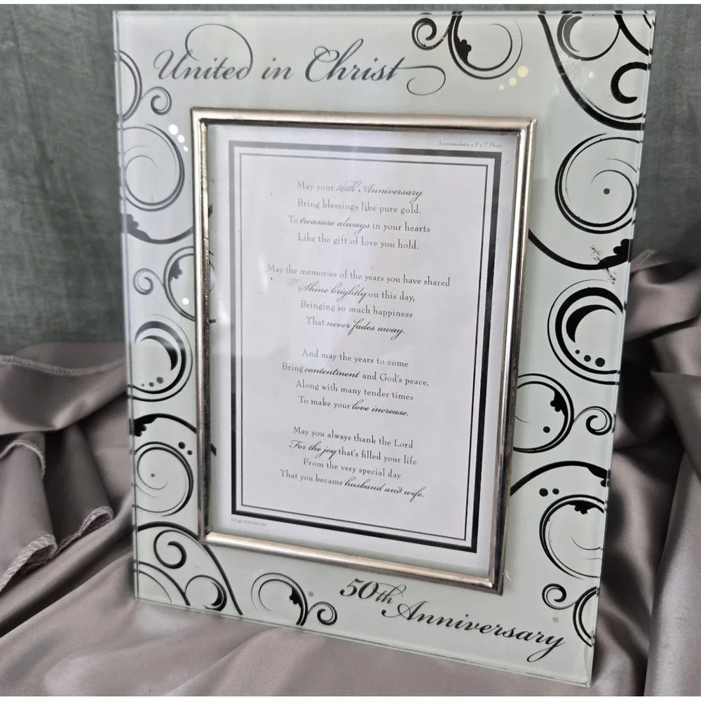 50th Anniversary Picture Frame or Blessing United In Christ Fits 5